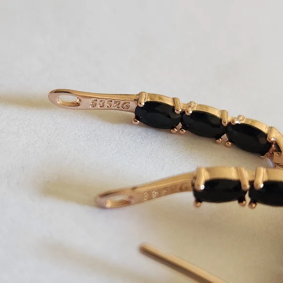 New 14K Gold Filled Onyx Hoop Earrings for Women
